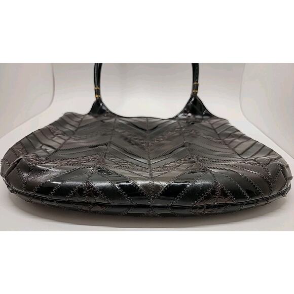 JUDITH LEIBER 80s Vtg ShoulderBag Leather Patchwork Brown Black Gold Accent RARE - Picture 8 of 16